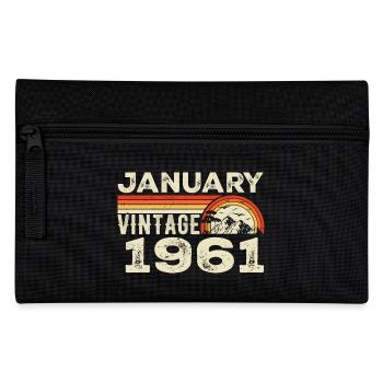 January 1961 Vintage Birthday 1961, Born in 1961 - Pencil Case - black - Front