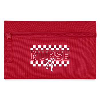 Nurse Checkered Ribbon Design Krankenschwester - Pencil Case - red - Front