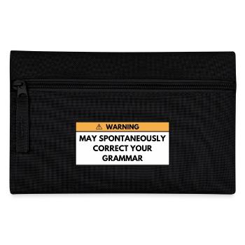 Warning May Correct Your Grammar | English Teacher - Pencil Case - black - Front
