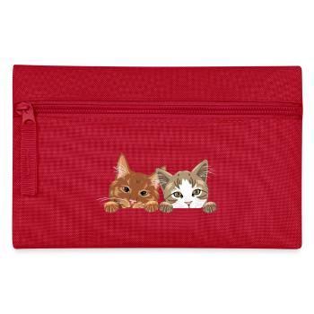Niedliche zwei Katzen spähen - Federtasche - Rot - Vorne