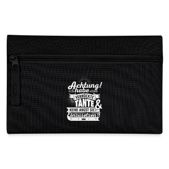 Achtung! Verrückte Tante! - Federtasche - Schwarz - Vorne