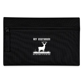 Hey Vegetarier Jäger Jägerin Shirt - Federtasche - Schwarz - Vorne
