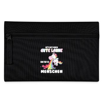 Gute Laune Einhorn Shirt - Federtasche - Schwarz - Vorne