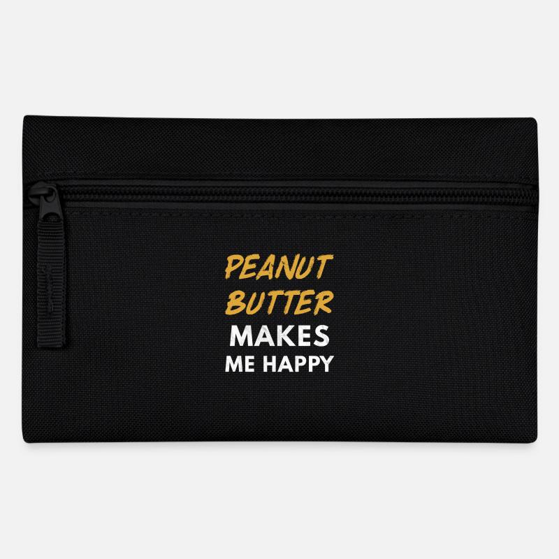 Peanut Butter Makes me happy - Erdnuss Butter Tee - Federtasche - Schwarz