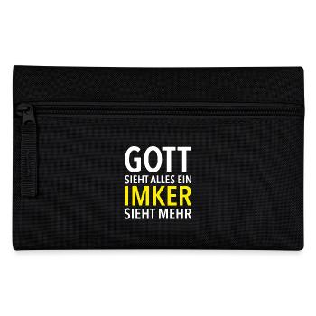 ´T-Shirt Geschenk - Imker Gott sieht alles - Federtasche - Schwarz - Vorne