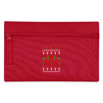 construction worker excavator ugly christmas - Federtasche - Rot - Vorne