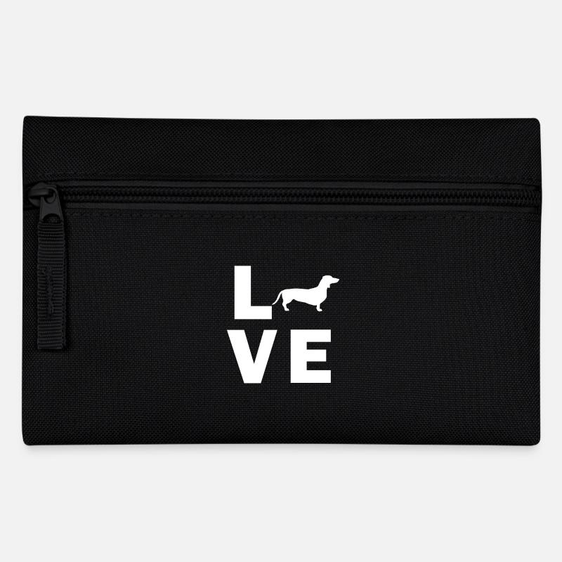 Love Hund Dackel - Federtasche - Schwarz