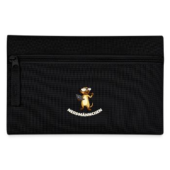 Nerd Erdmännchen mit Brille und Notebook Geschenk - Federtasche - Schwarz - Vorne