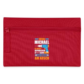 Michael reparieren Bohrmaschine Geschenk - Federtasche - Rot - Vorne