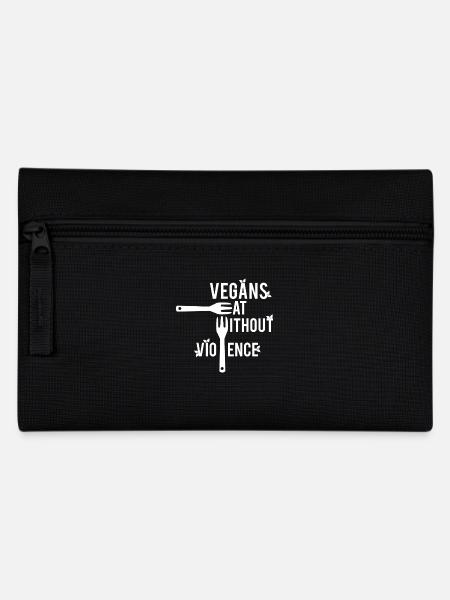 Vegan - T-Shirt - Vegetarier - Geschenk - Federtasche - Schwarz
