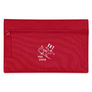 Ski You Later - snow hare ski slope funny - Pencil Case - red - Front