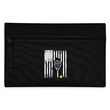 tennis bat flag america stars usa ball - Pencil Case - black - Front