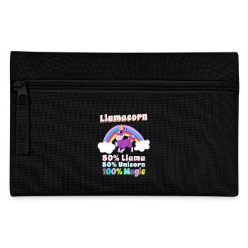 Llamacorn, Lama + Unicorn = magic! gift - Pencil Case - black - Front