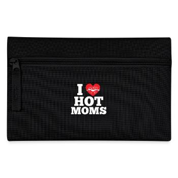 I love hot Moms - kiss imprint humor saying - Pencil Case - black - Front