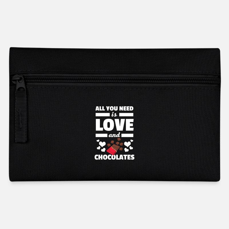 Alles, was Sie brauchen, ist Liebe und Schokolade T-Shirt - Federtasche - Schwarz