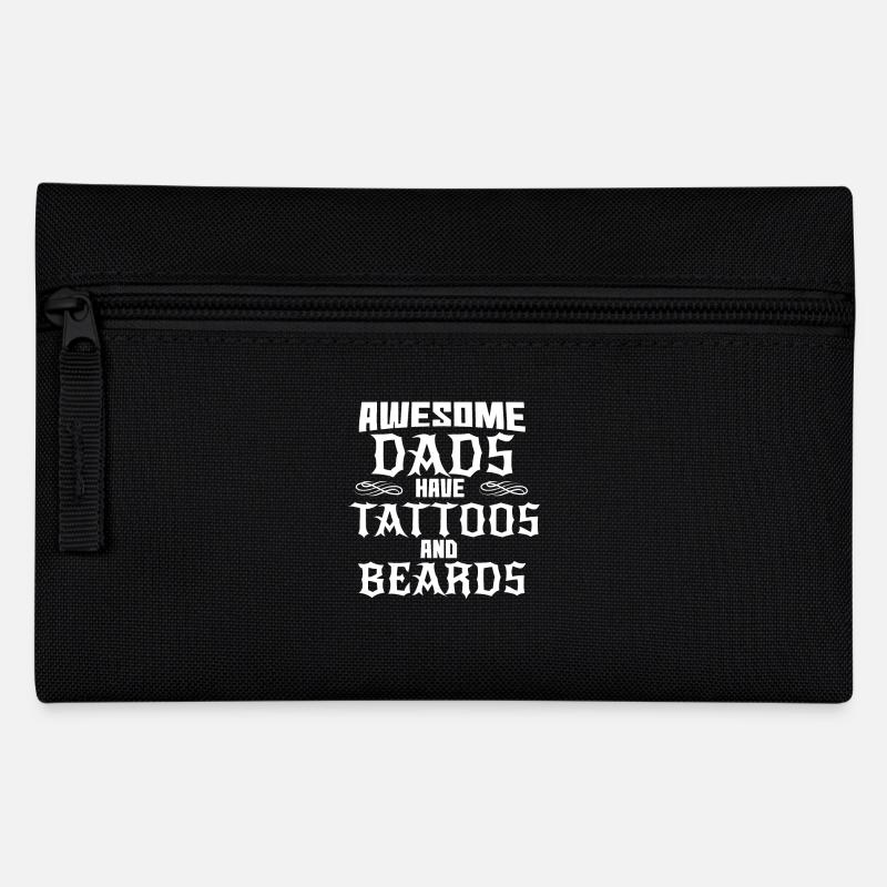Dad Dad Tattoo Beard Dad's Father's Day Dad son son - Pencil Case - black