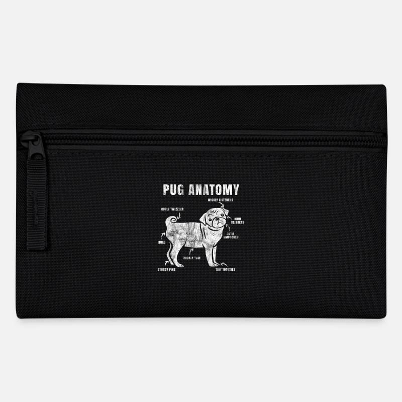 Pug Anatomy Geschenk Mops Shirt Hund - Federtasche - Schwarz