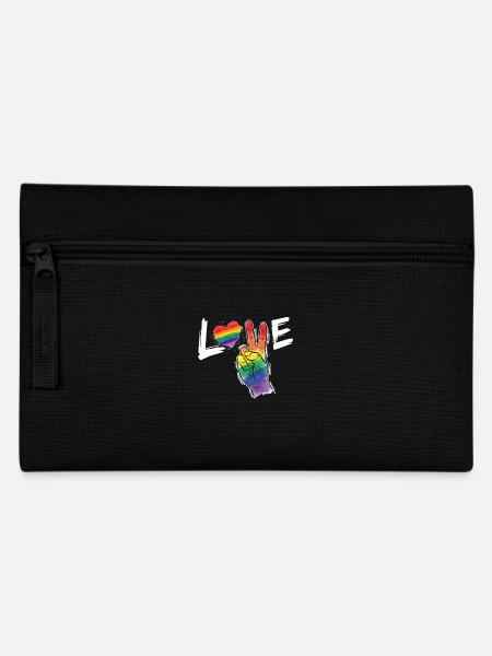 Love & Peace - gay pride gender - Pencil Case - black
