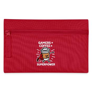 Gamers + coffee = superpower - superhero - hero - Pencil Case - red - Front