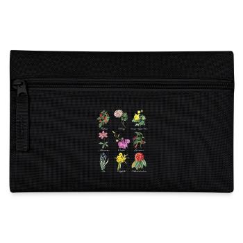 Vintage Botanical Floral Flower T-Shirt - Pencil Case - black - Front