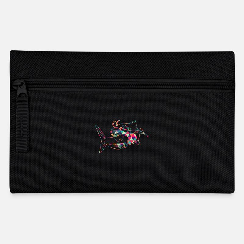 Geometrischer Wels bunt - Federtasche - Schwarz