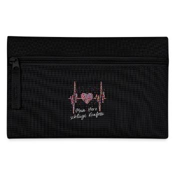 Herzschlag, Kölner Dom, Herz, Karneval - Federtasche - Schwarz - Vorne