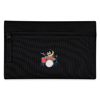 Katze Katzen Musik Cat Drummer Schlagzeug Band - Federtasche - Schwarz - Vorne