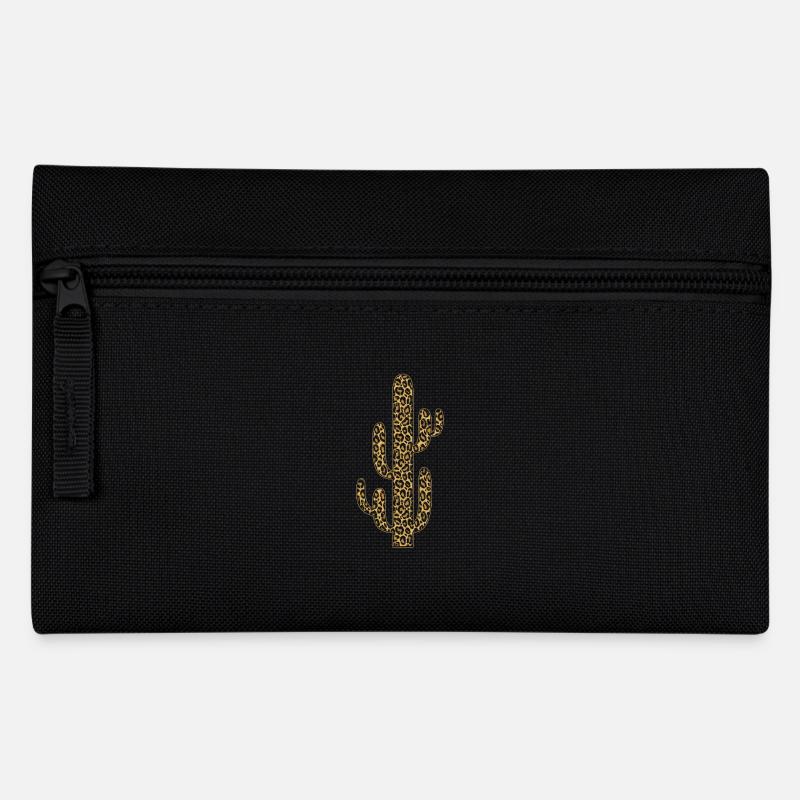 Kaktus Design mit Leo Print - Federtasche - Schwarz