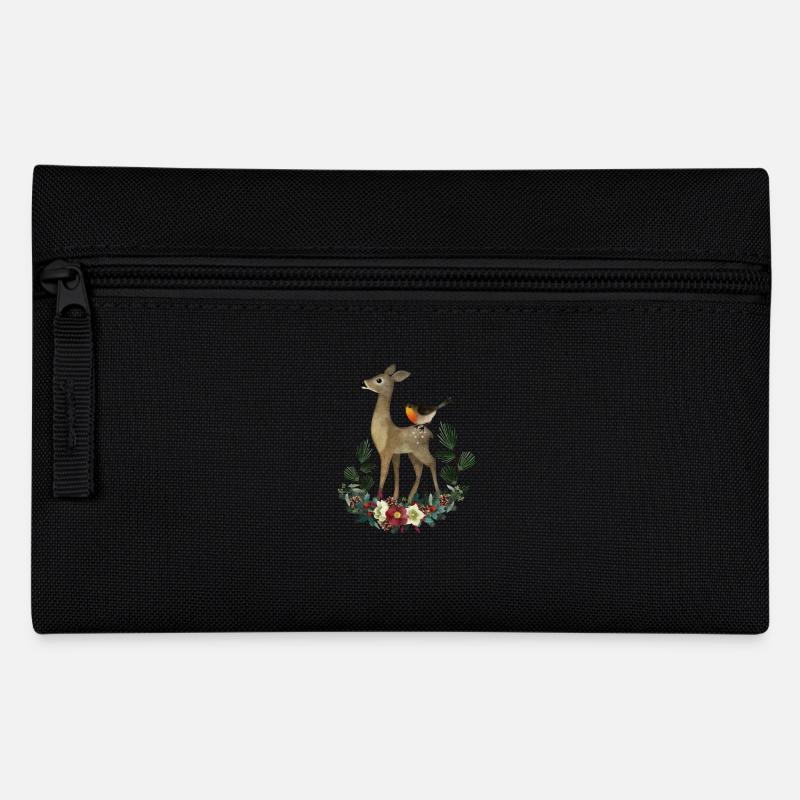Reh Wald Motiv - Federtasche - Schwarz