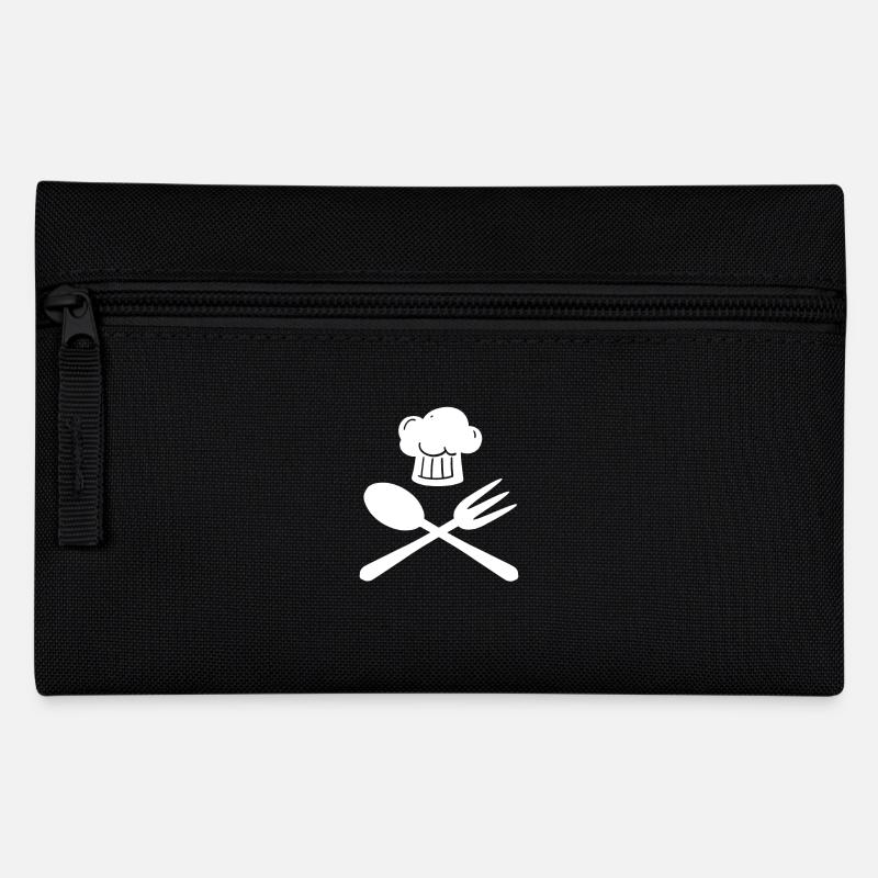 Kochmütze Hobbykoch Löffel Gabel Koch - Federtasche - Schwarz