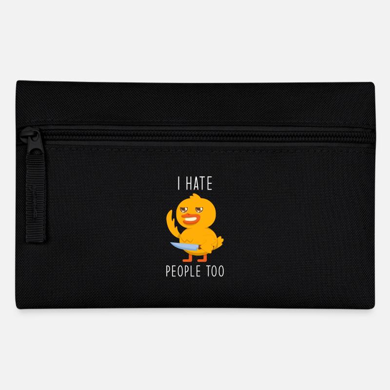 Ente mit Messer Ich hasse Menschen - Federtasche - Schwarz