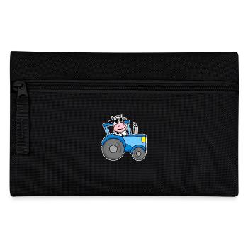 Cow Tractor Illustration - Pencil Case - black - Front