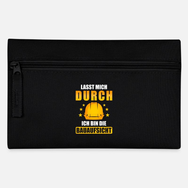 Baustelle spruch lustig Bauaufsicht - Federtasche - Schwarz