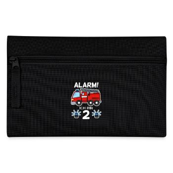 Feuerwehr 2 Jahre Geburtstag - 2 Jahre alt - Federtasche - Schwarz - Vorne