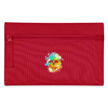 Skull Blumen - Federtasche - Rot - Vorne