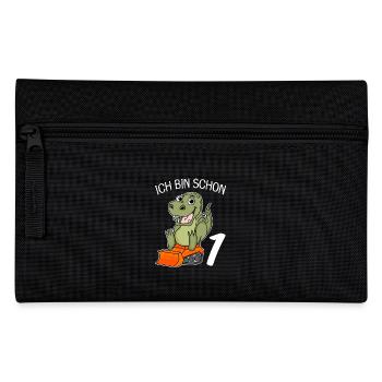 1. Geburtstag Dinosaurier Baustelle Fahrzeug - Federtasche - Schwarz - Vorne
