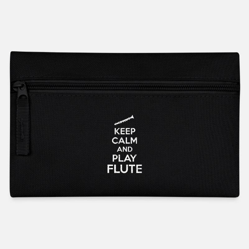 Flöte Keep Calm Spruch - Federtasche - Schwarz