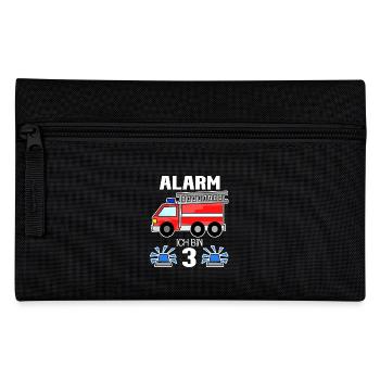 3. Geburtstag Junge Feuerwehr Feuerwehrauto - Federtasche - Schwarz - Vorne