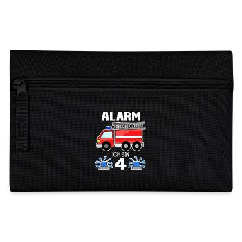4. Geburtstag Junge Feuerwehr Feuerwehrauto - Federtasche - Schwarz - Vorne