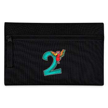 2. Geburtstag - 2 Jahre alt - Papagei Motiv - Federtasche - Schwarz - Vorne