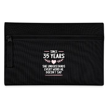 35 Jahre verheirtatet 35. Hochzeitstag - Federtasche - Schwarz - Vorne