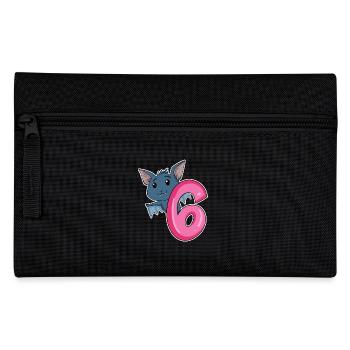 6 years old - 6th birthday - bat motif - Pencil Case - black - Front