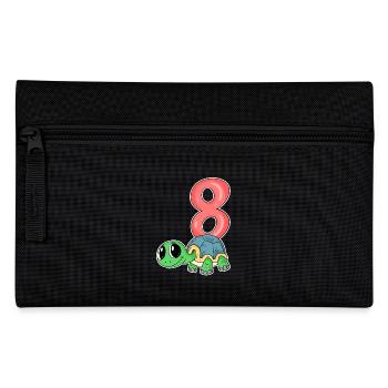 8 ans - 8ème anniversaire - motif tortue - Trousse - noir - Devant