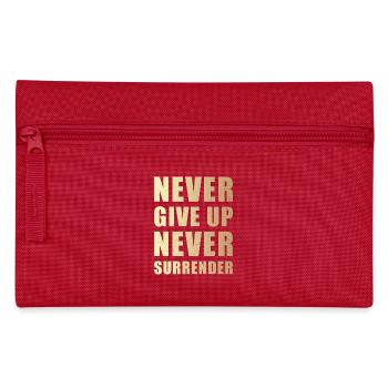 Never give up never surrender - Federtasche - Rot - Vorne