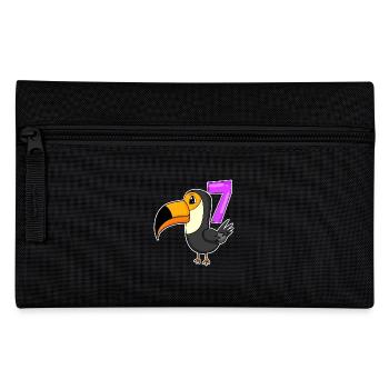 7 years old - 7th birthday - toucan bird motif - Pencil Case - black - Front
