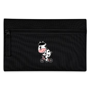Cow on bike - Pencil Case - black - Front