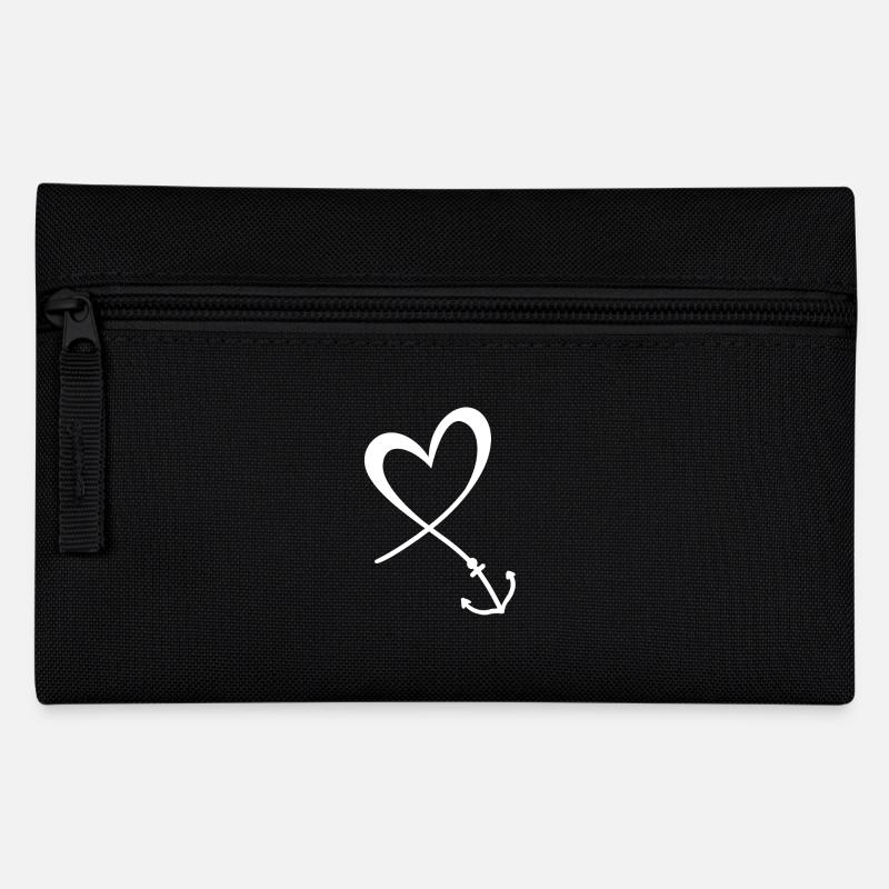 Herz Anker - Federtasche - Schwarz