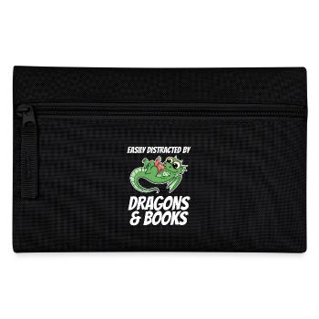 Buch Bücher Drache Drachen Geschenk - Federtasche - Schwarz - Vorne
