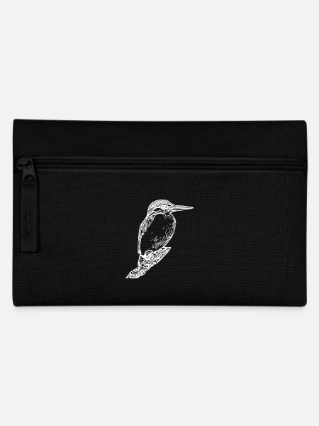 Vintage Eleganter Eisvogel - Vogel Natur Motiv - Federtasche - Schwarz