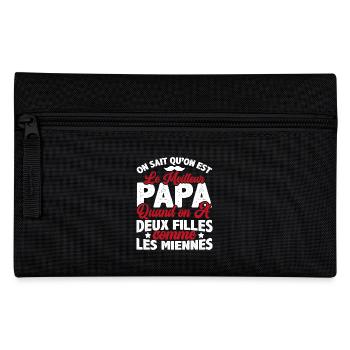 Meilleur Papa Avec Deux Filles Comme Les Miennes - Trousse - noir - Devant